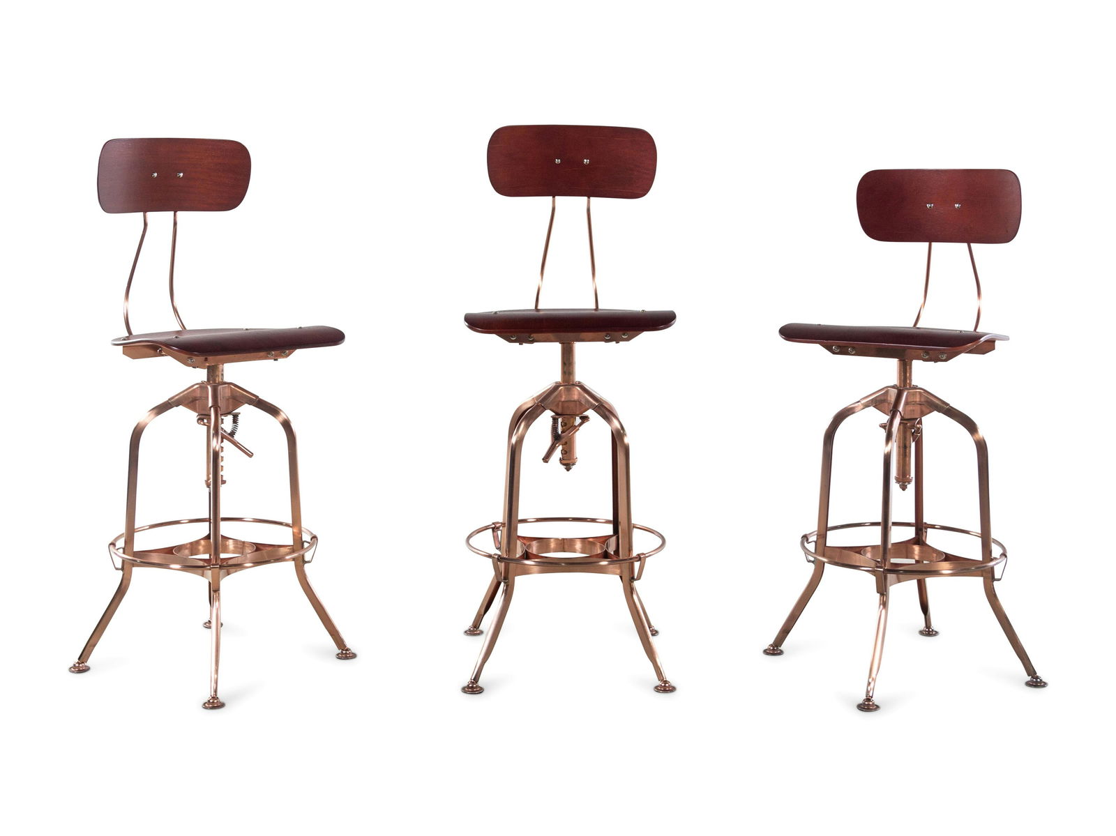 Three Modern Wood and Metal Barstools (1 of 2)