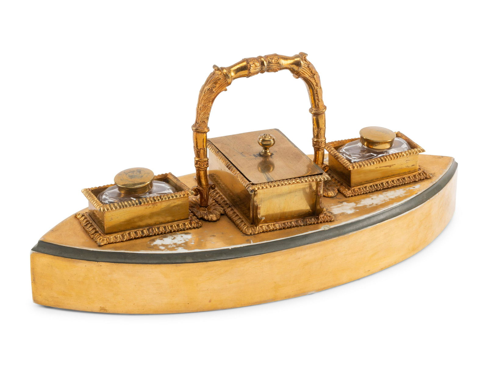 A French Gilt Bronze Mounted Porcelain Inkwell (1 of 3)