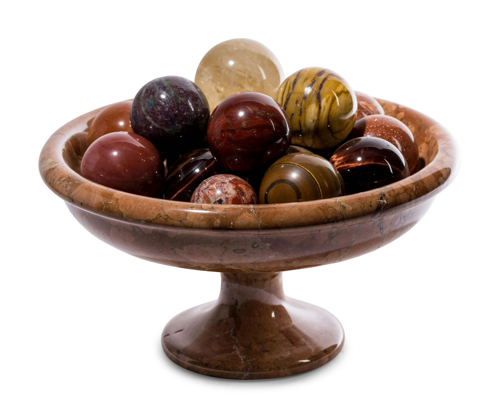 A Turned Marble Center Bowl with a Collection of (1 of 2)
