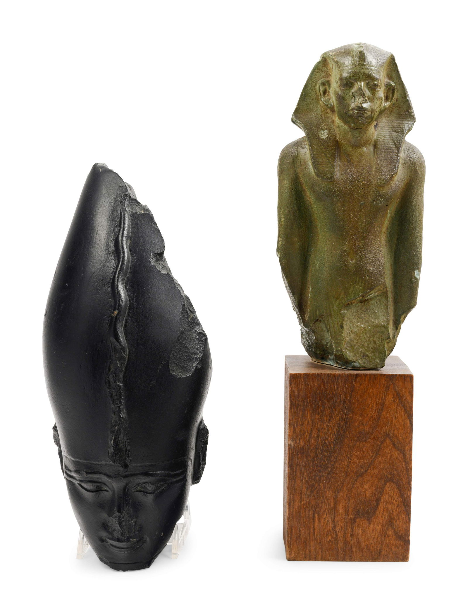 An Egyptian Head of a Pharaoh and a Portrait Statue of (1 of 4)