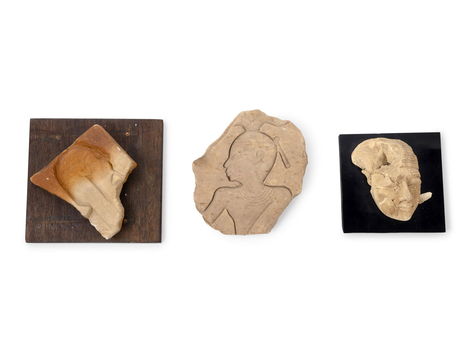 Two Egyptian Relief Fragments and a Mask Fragment, All (1 of 3)
