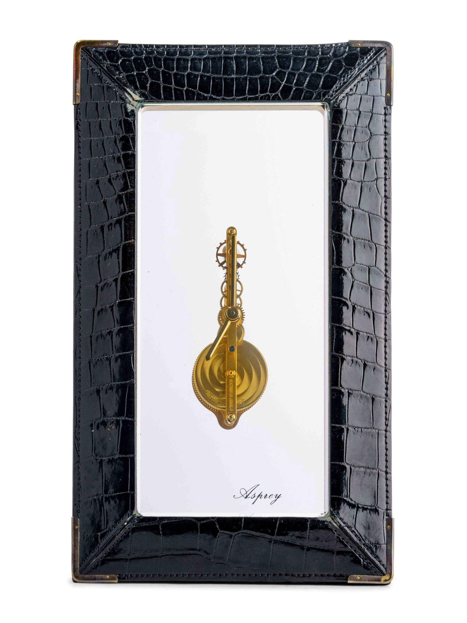 A Jaeger-LeCoultre Brass and Alligator Skeleton Clock (1 of 2)