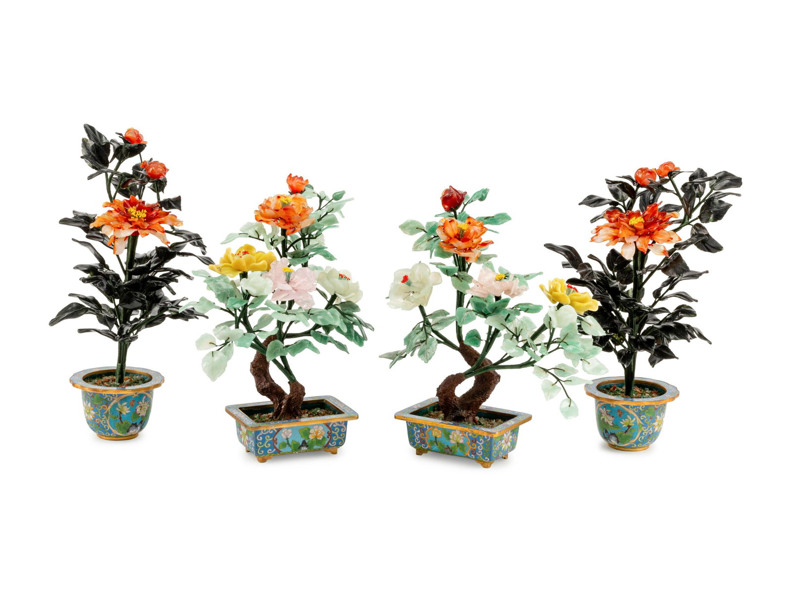 Two Pairs of Chinese Export Hardstone Models of Trees (1 of 3)