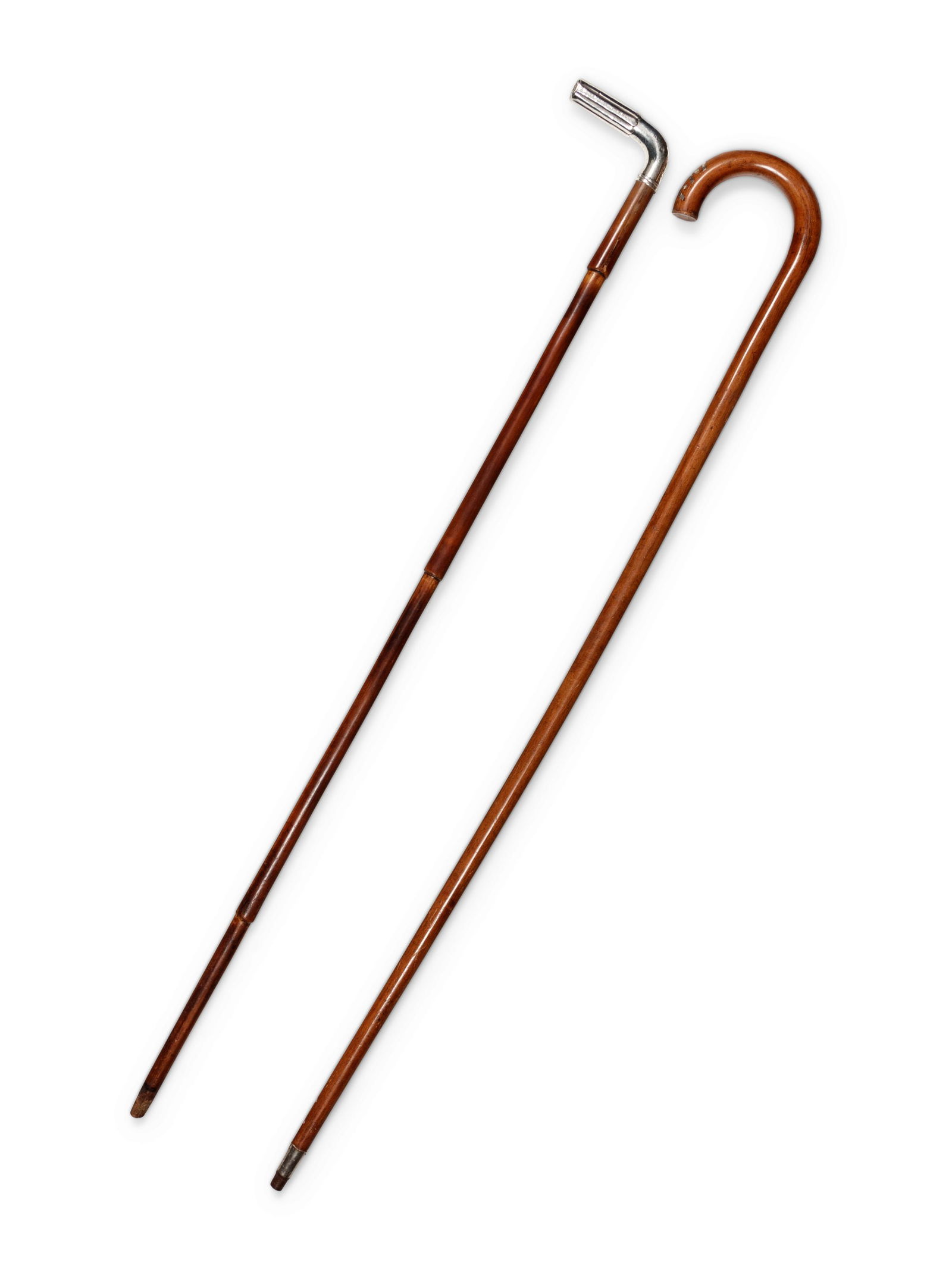 Two Continental SIlver-Mounted Malacca Walking Sticks (1 of 4)