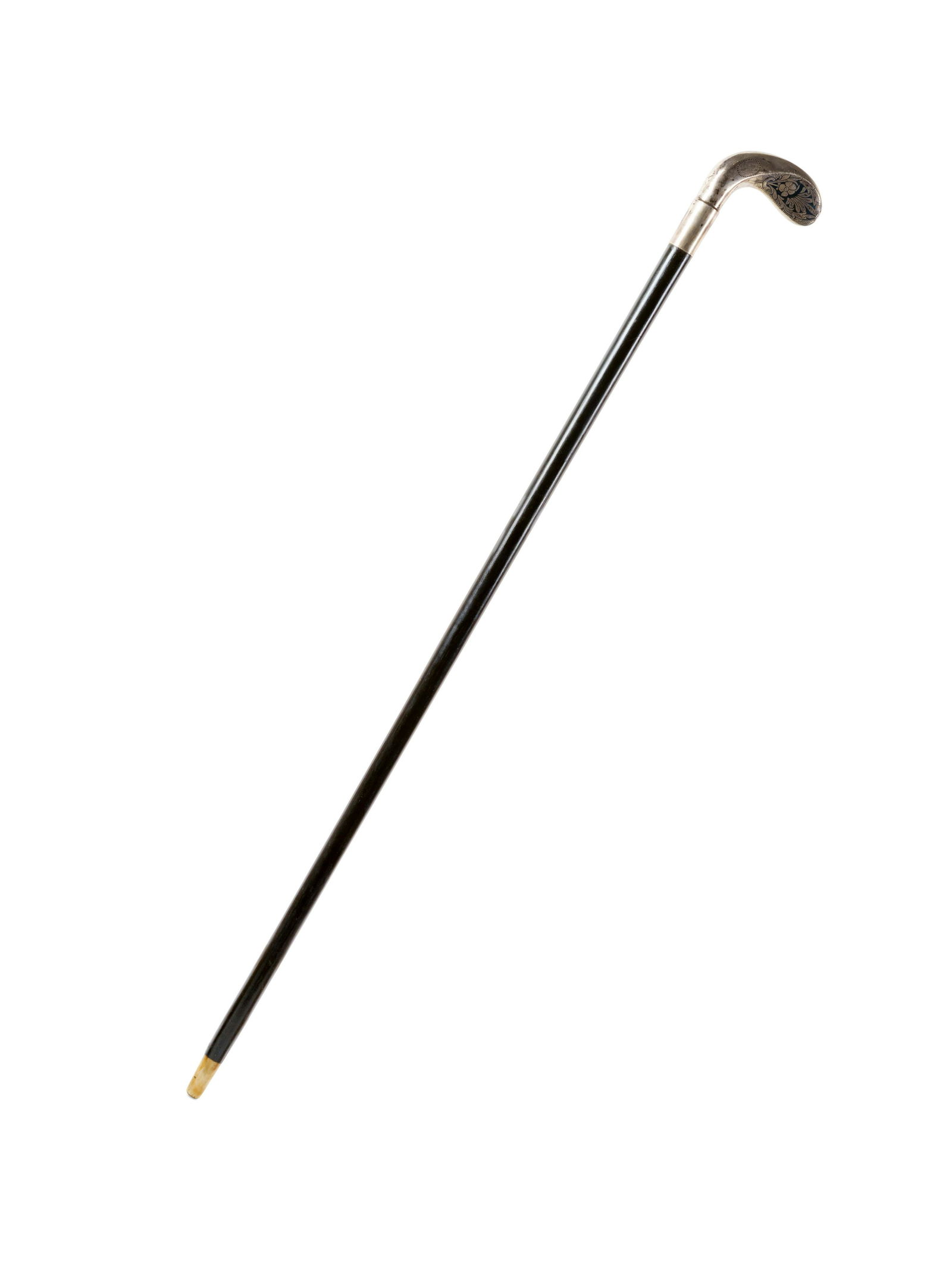 An Austrian Niello Silver Mounted Ebony Walking Stick (1 of 3)