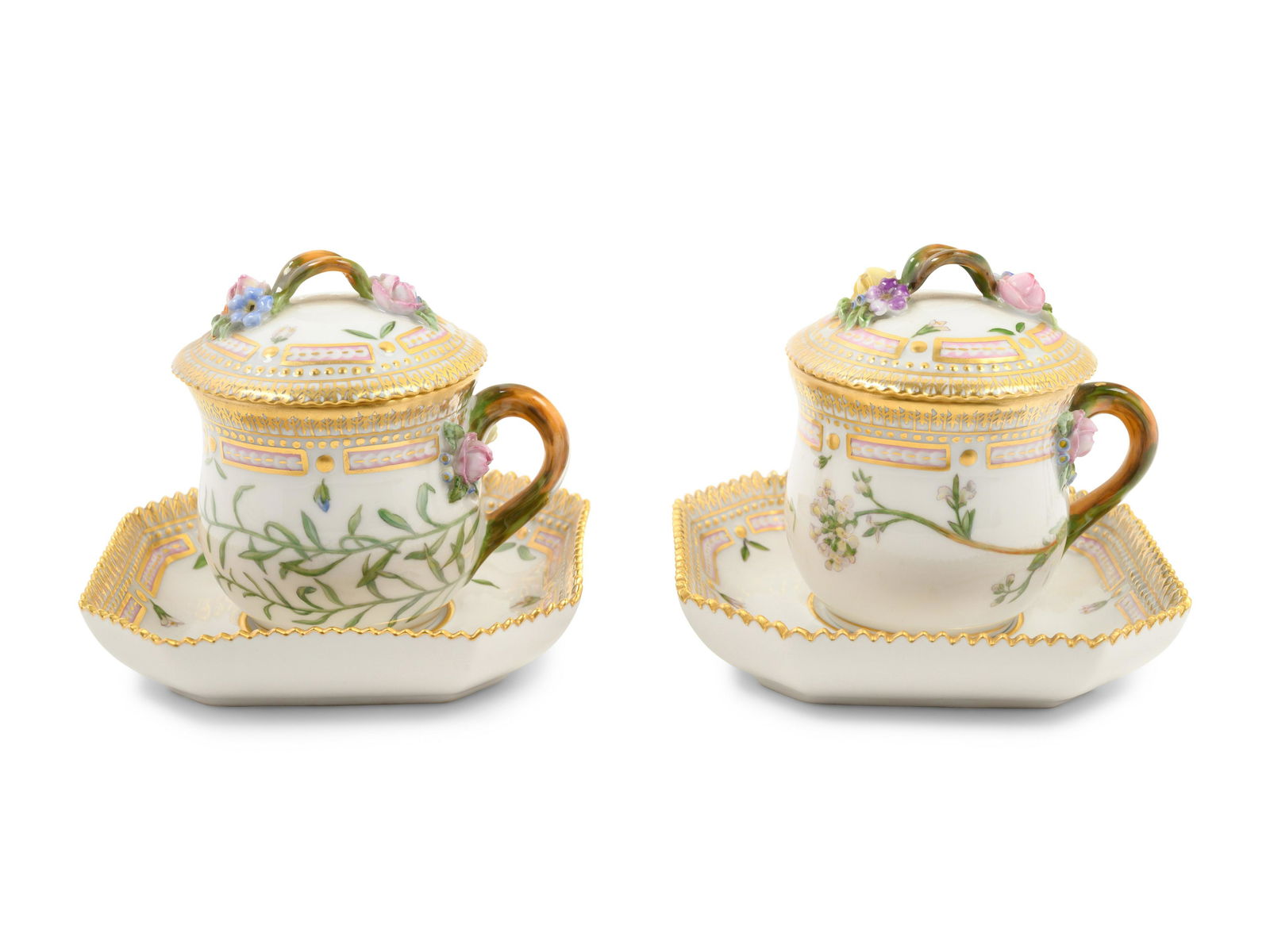 A Set of Eight Royal Copenhagen Flora Danica Pots de (1 of 5)