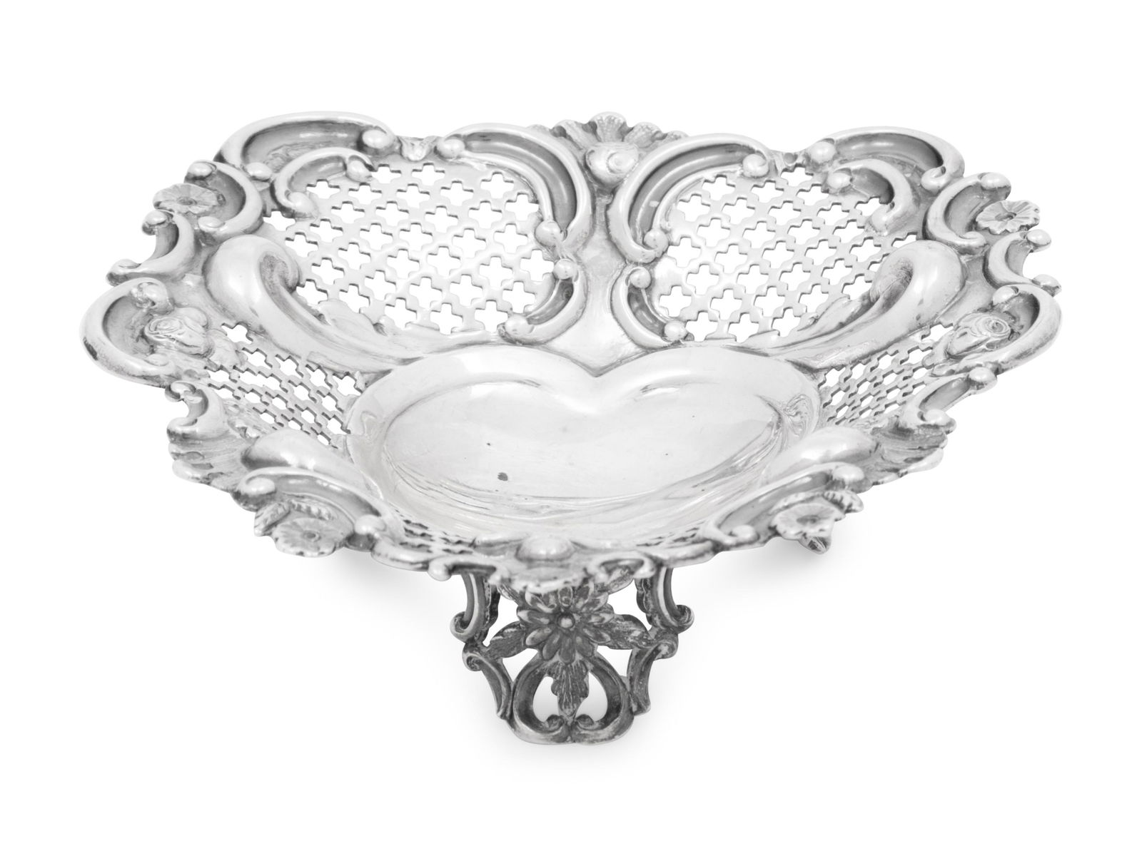 A Victorian Silver Reticulated Heart-Shaped Dish (1 of 4)