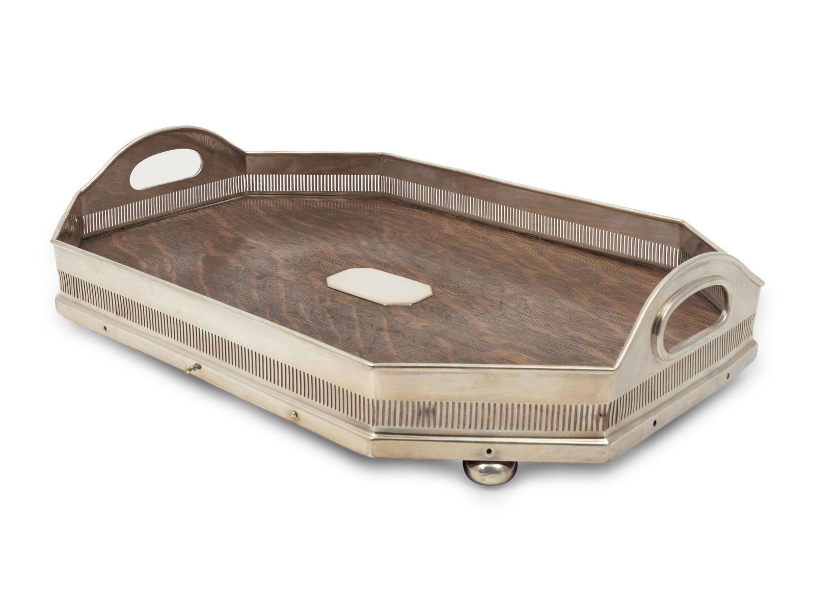 An English Oak and Silver-Plate Serving Tray (1 of 4)