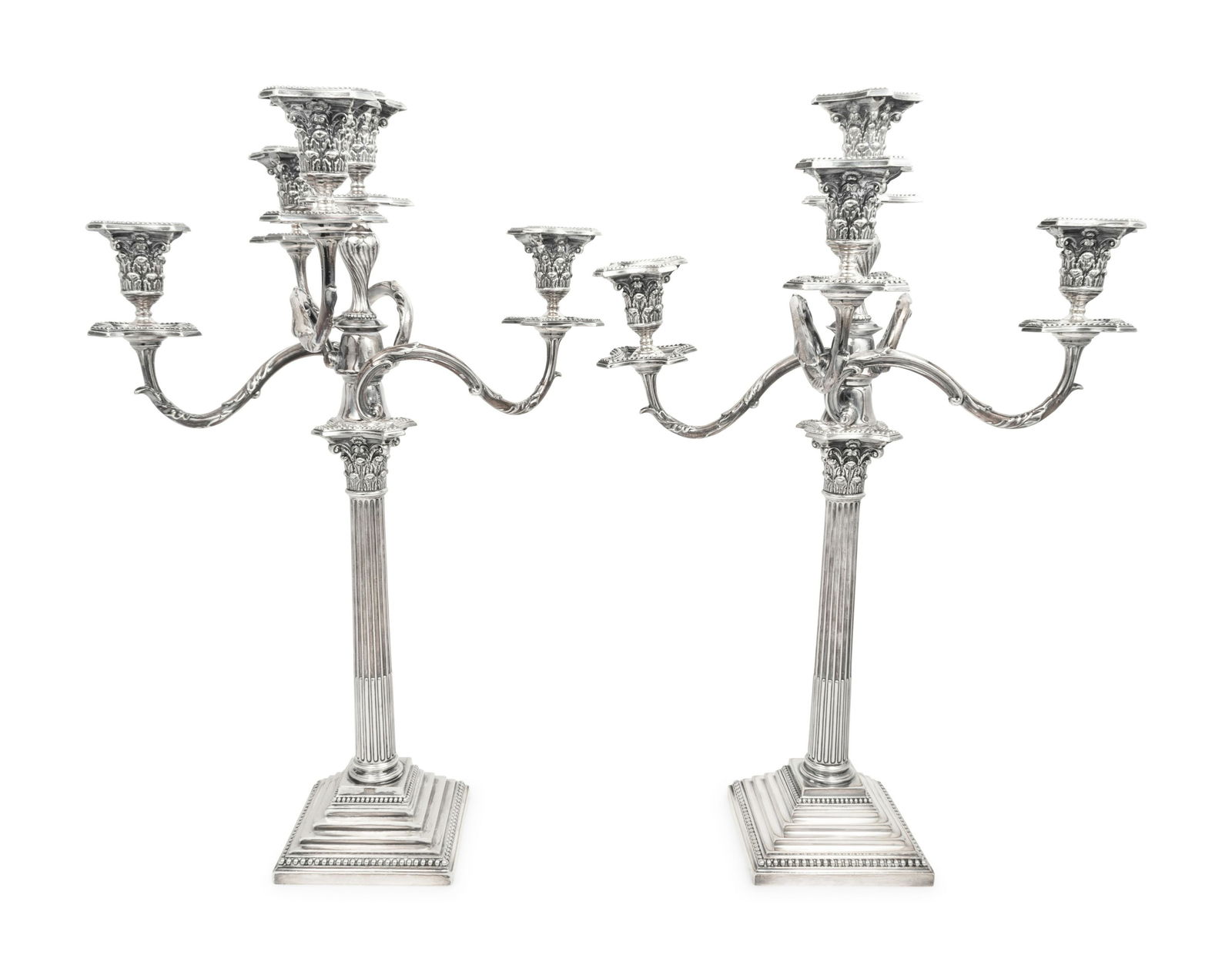 A Pair of English Silver-Plate Five-Light Candleabra (1 of 3)