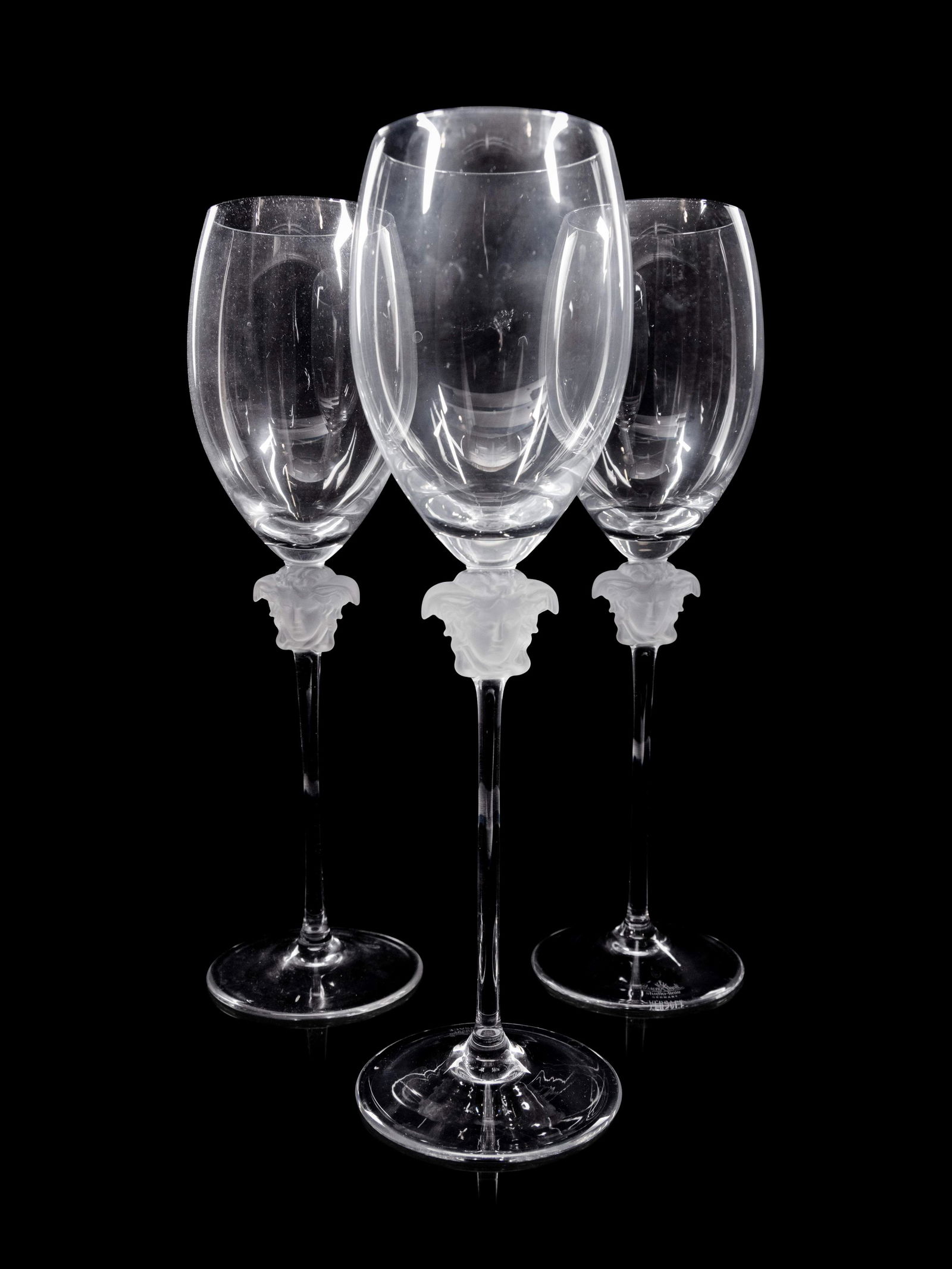 A Set of Eight Versace Wine Glasses: A Set of Eight Versace Wine Glasses Manufactured by Rosenthal, 20th Century with original boxes. Height 10 3/8 inches. Property from a Chicago Collector