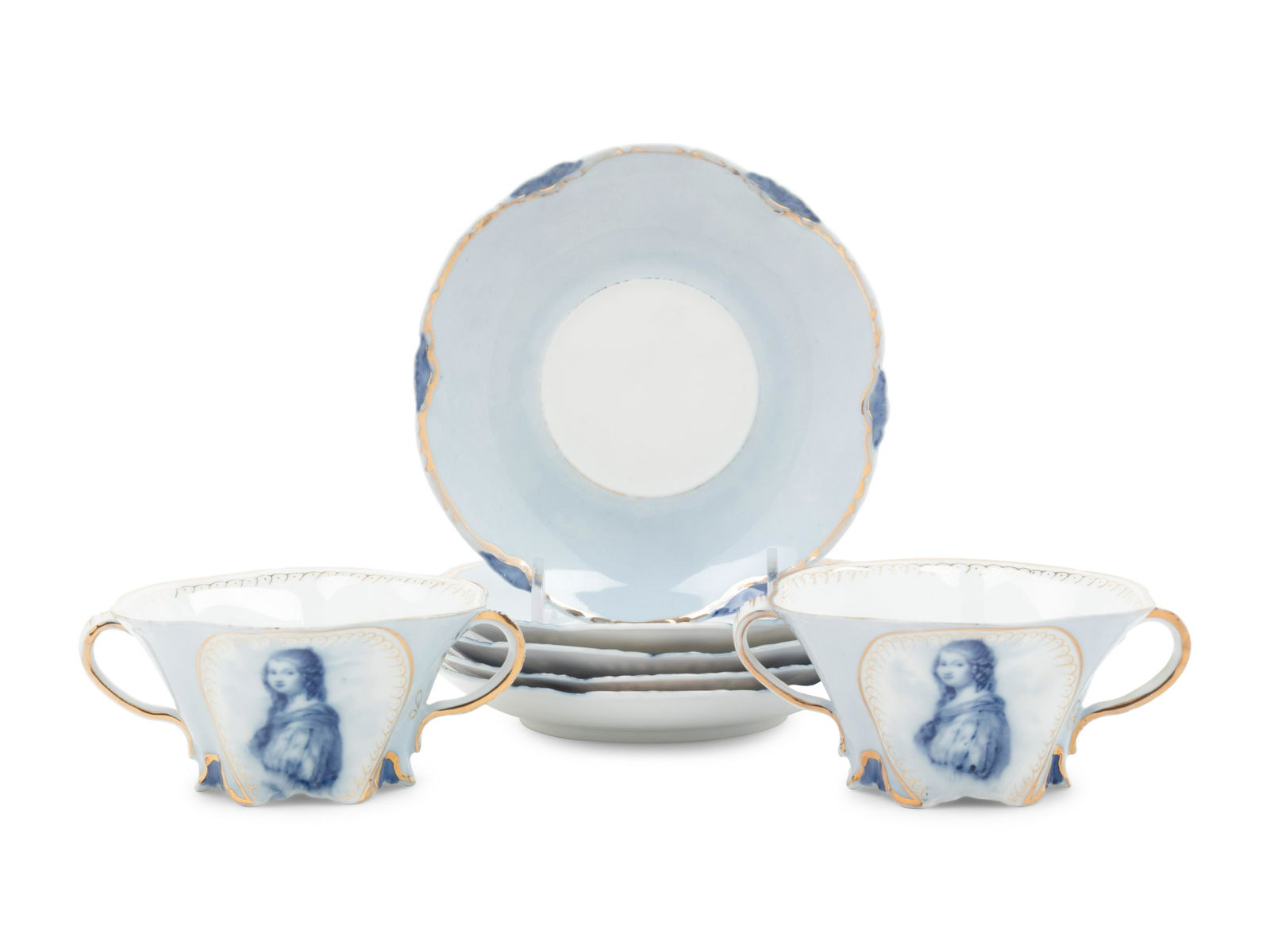 A Set of German Porcelain Teacups and Saucers (1 of 3)