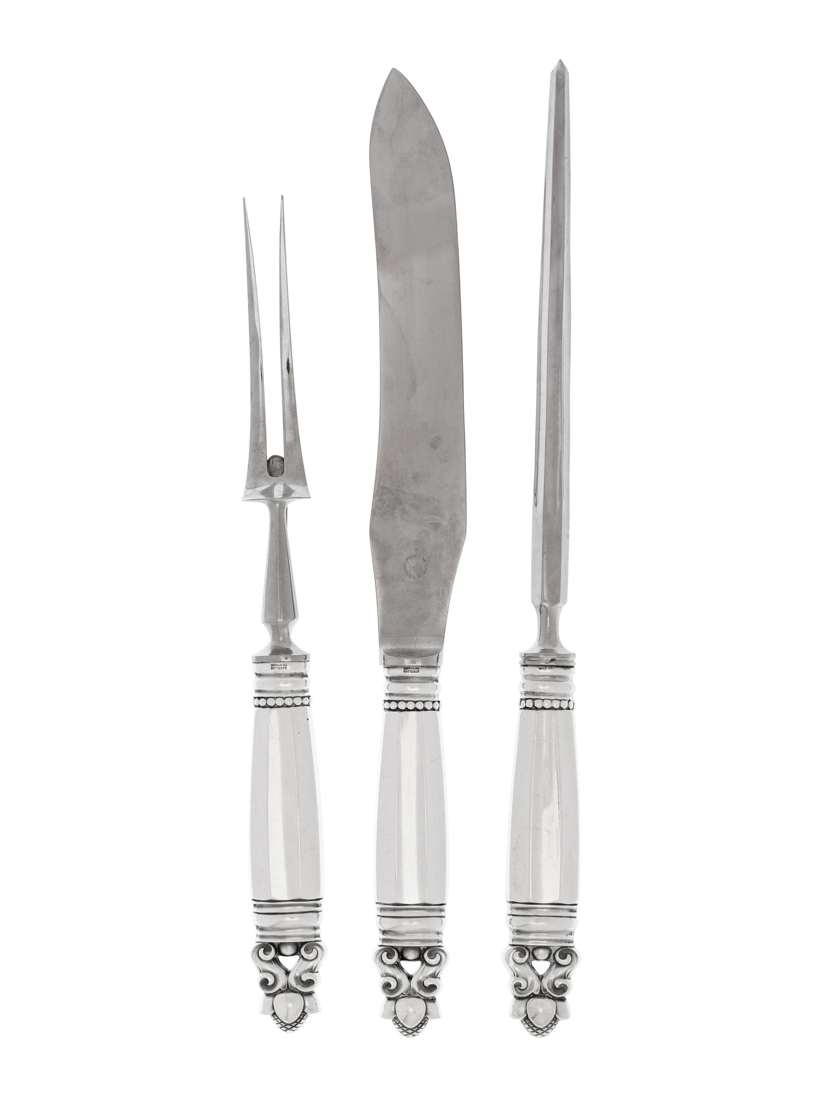 A Georg Jensen Silver Three-Piece Carving Set (1 of 2)
