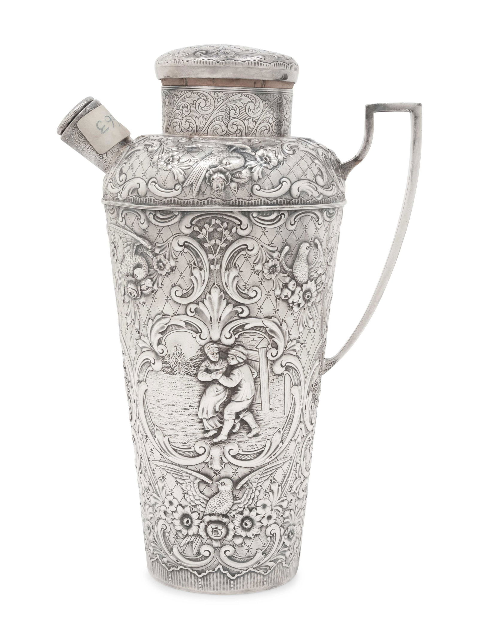 A Repousse-Decorated Silver-Plate Cocktail Shaker (1 of 5)