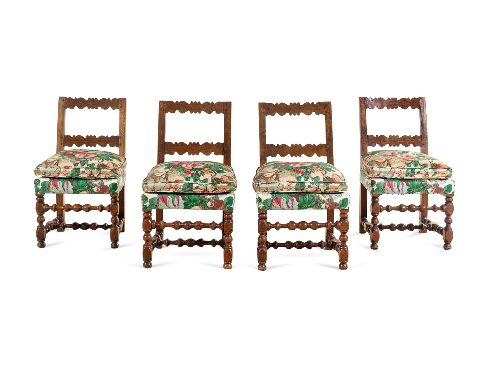 A Set of Four Italian Renaissance Style Oak Side Chairs (1 of 4)