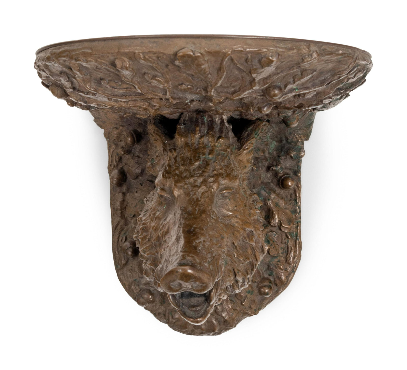 A Continental Cast Bronze Boar's Head Wall Bracket (1 of 4)