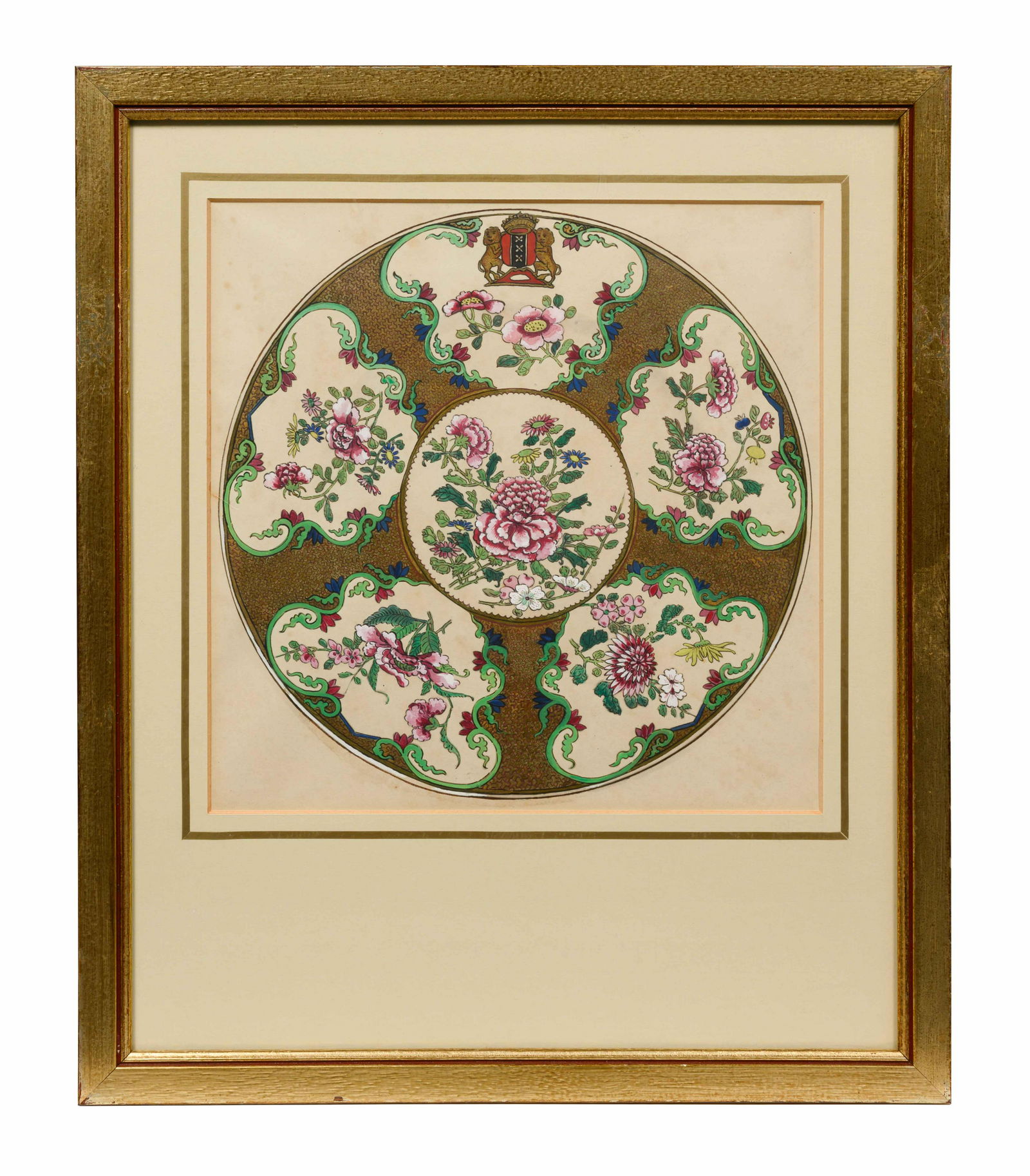 Five Parcel Gilt Watercolor Paintings of Armorial (1 of 9)