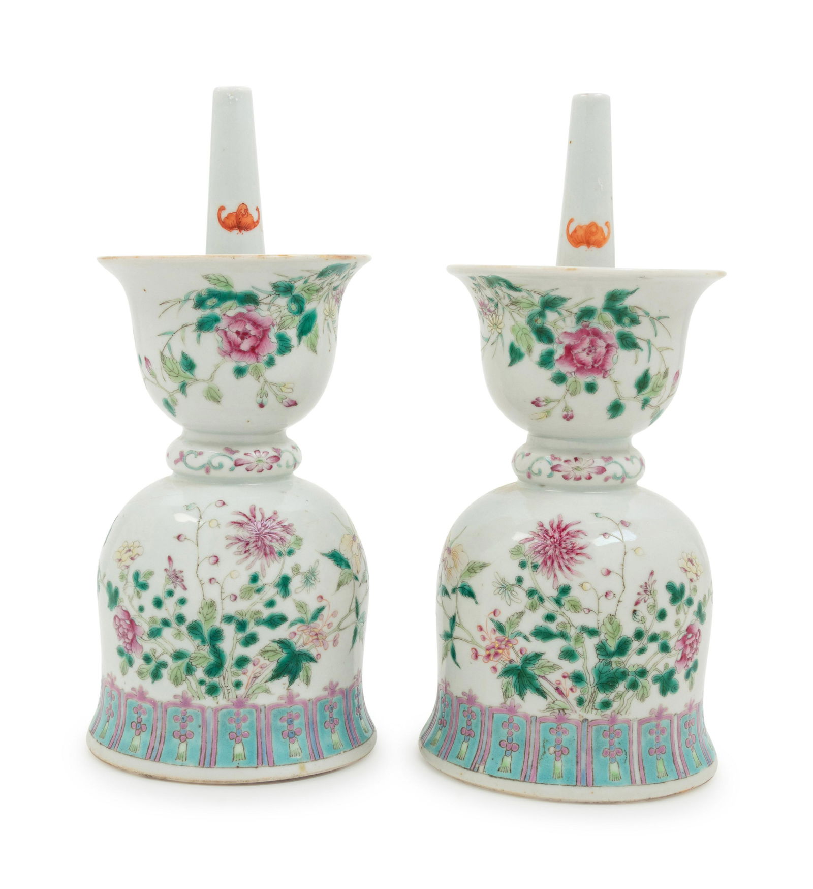 A Pair of Chinese Enameled Porcelain Incense Holders (1 of 4)