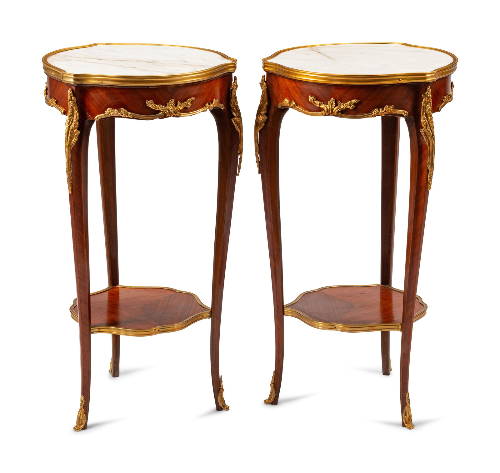 A Pair of Louis XV Style Gilt Bronze Mounted Marble-Top (1 of 4)