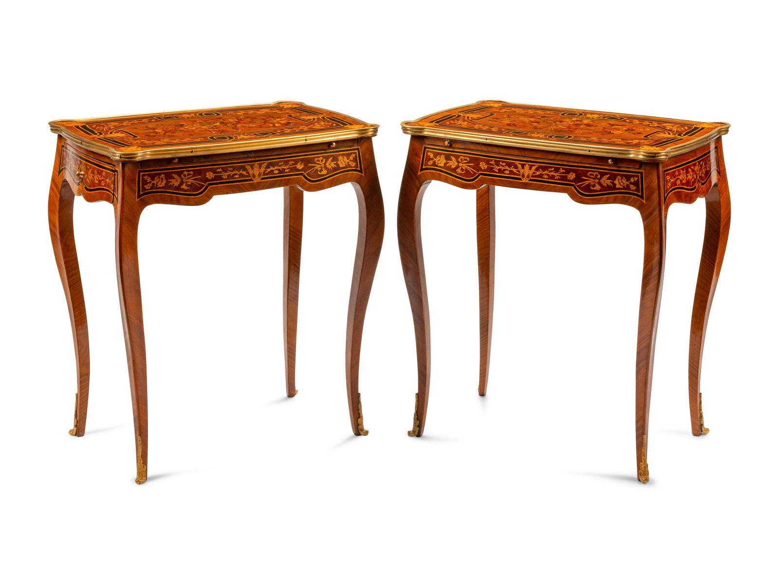 A Pair of Louis XV Style Gilt Bronze Mounted Marquetry (1 of 5)