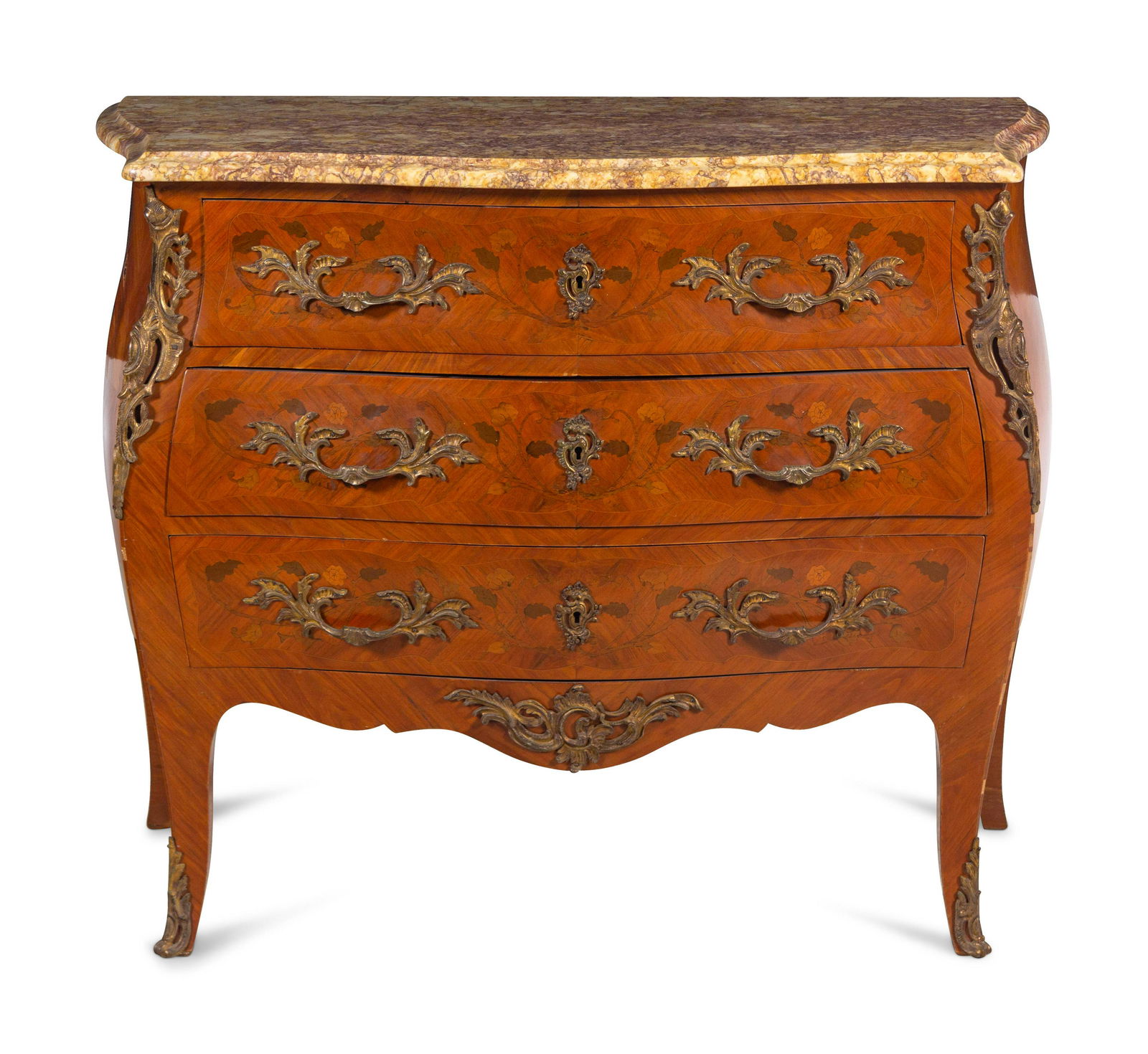 A Louis XV Style Gilt Bronze Mounted Marquetry (1 of 3)