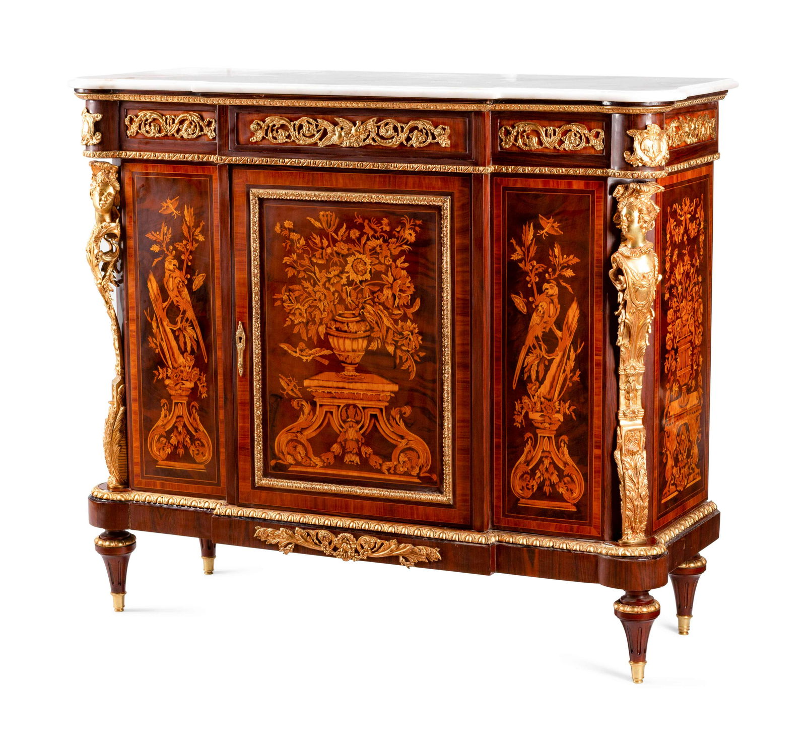 A Louis XV Style Gilt Bronze Mounted Marquetry (1 of 5)