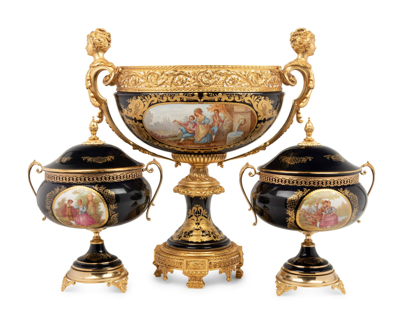 A Louis XV Limoges Style Gilt Bronze Mounted Porcelain (1 of 2)