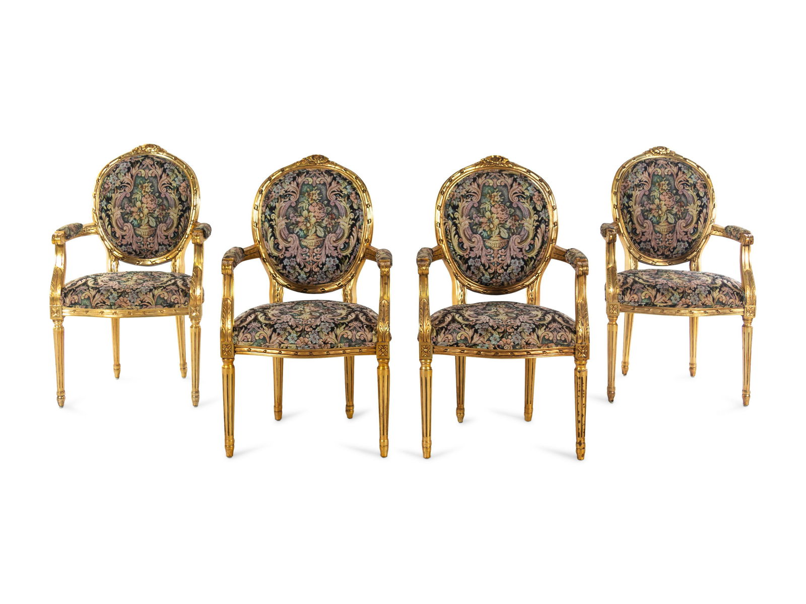 A Set of Four Louis XVI Style Giltwood Fauteuils (1 of 4)