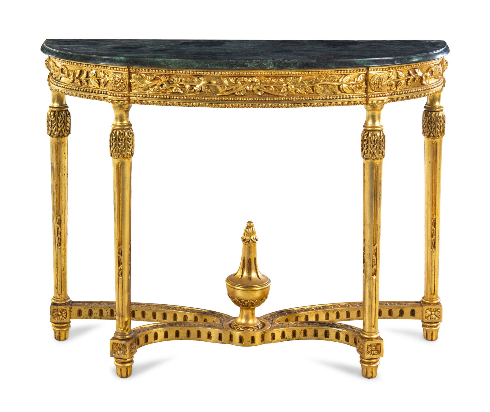 A Louis XVI Style Giltwood Marble-Top Demilune Console (1 of 3)