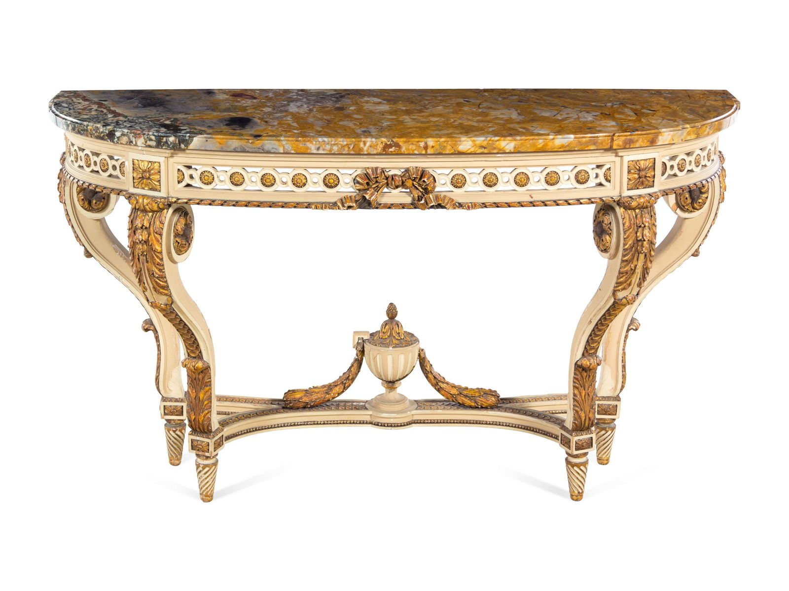 A Louis XVI Style Painted and Parcel Gilt Marble-Top (1 of 3)
