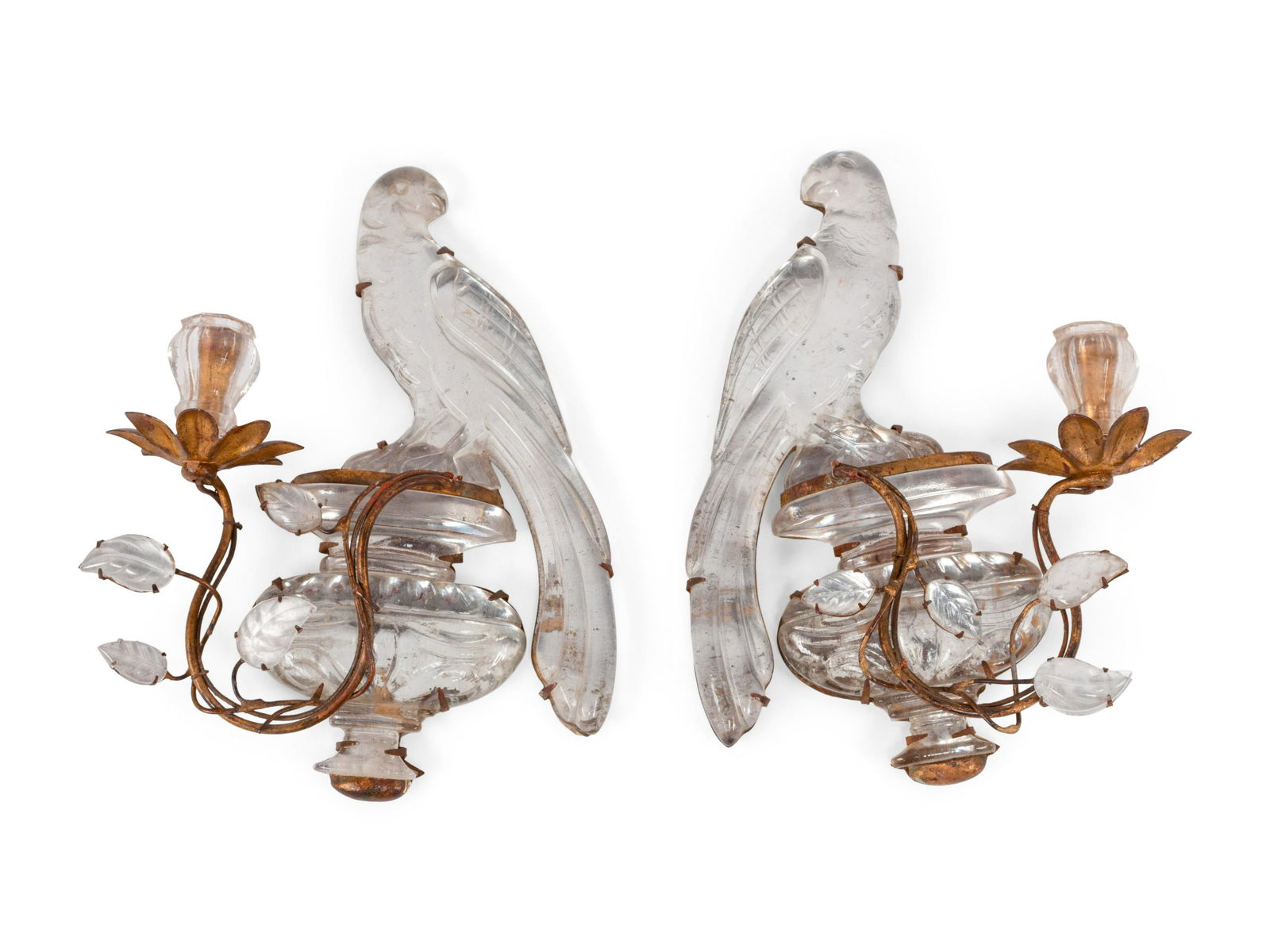A Pair of Gilt Metal and Glass Single-Light Sconces in (1 of 4)