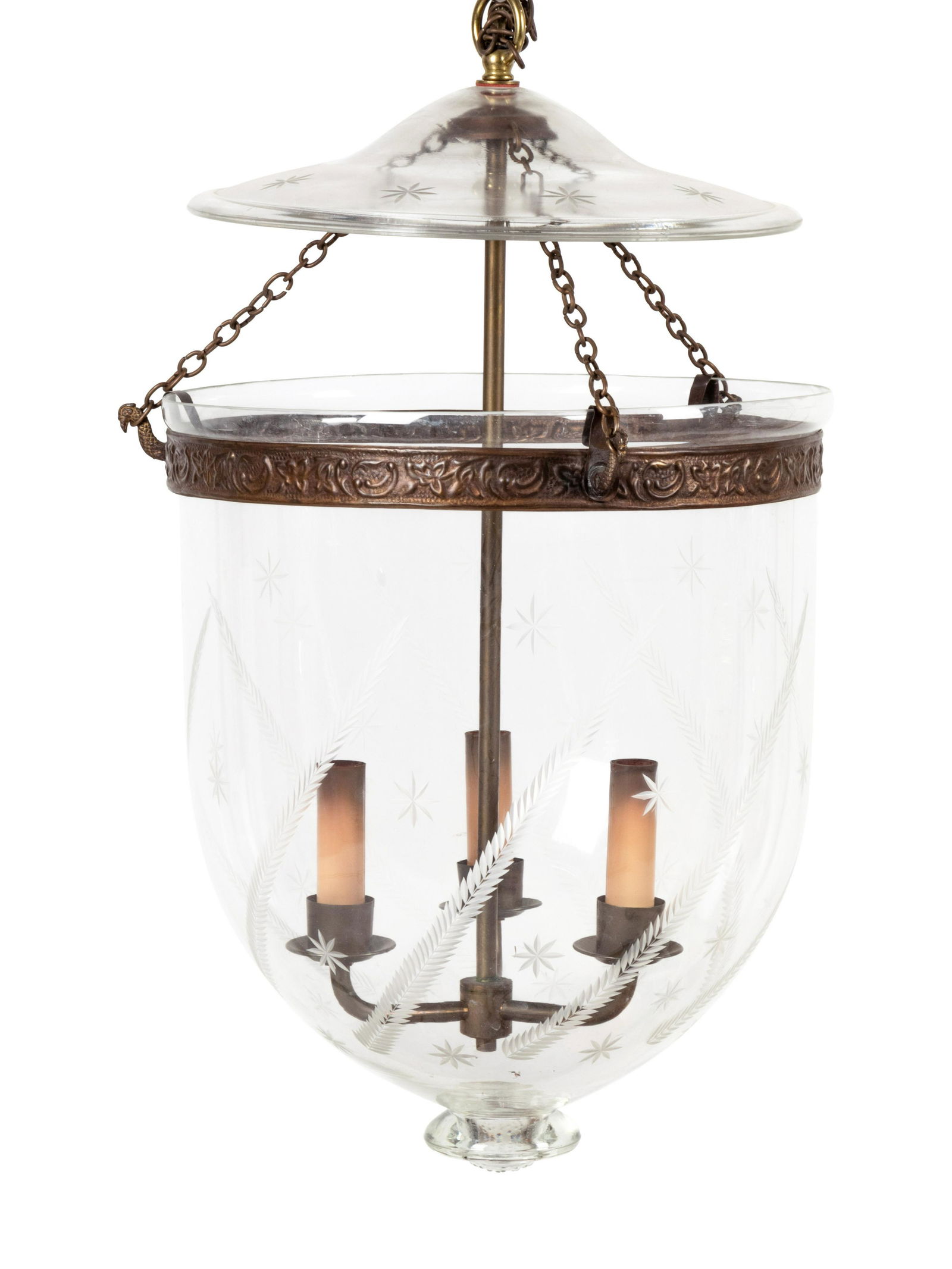 An Empire Style Etched Glass Hall Lantern (1 of 3)