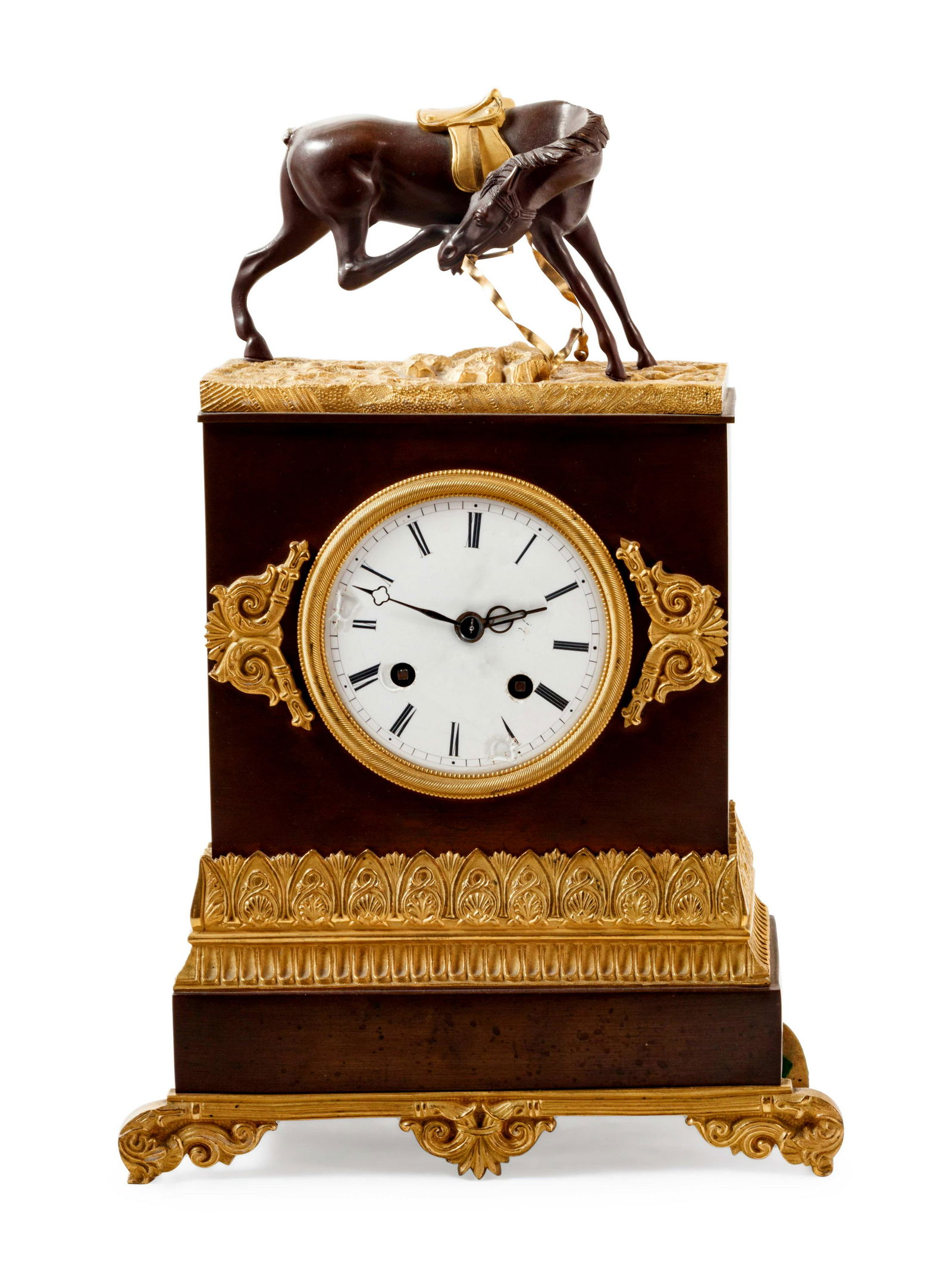 An Empire Style Gilt and Patinated Bronze Mantel Clock (1 of 5)