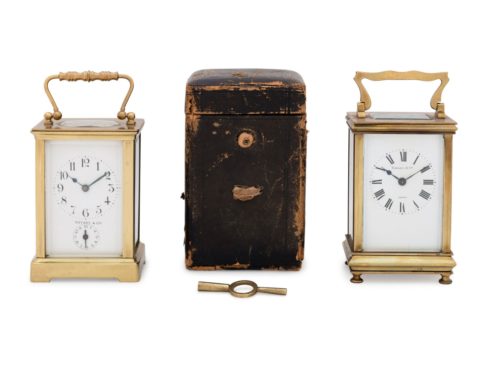 Two French Brass Carriage Clocks Retailed by Tiffany & (1 of 5)