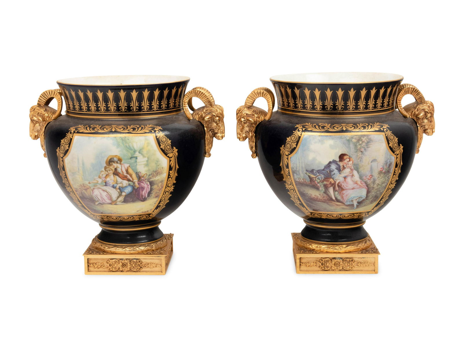 A Pair of Sevres Style Gilt Bronze Mounted Porcelain (1 of 3)
