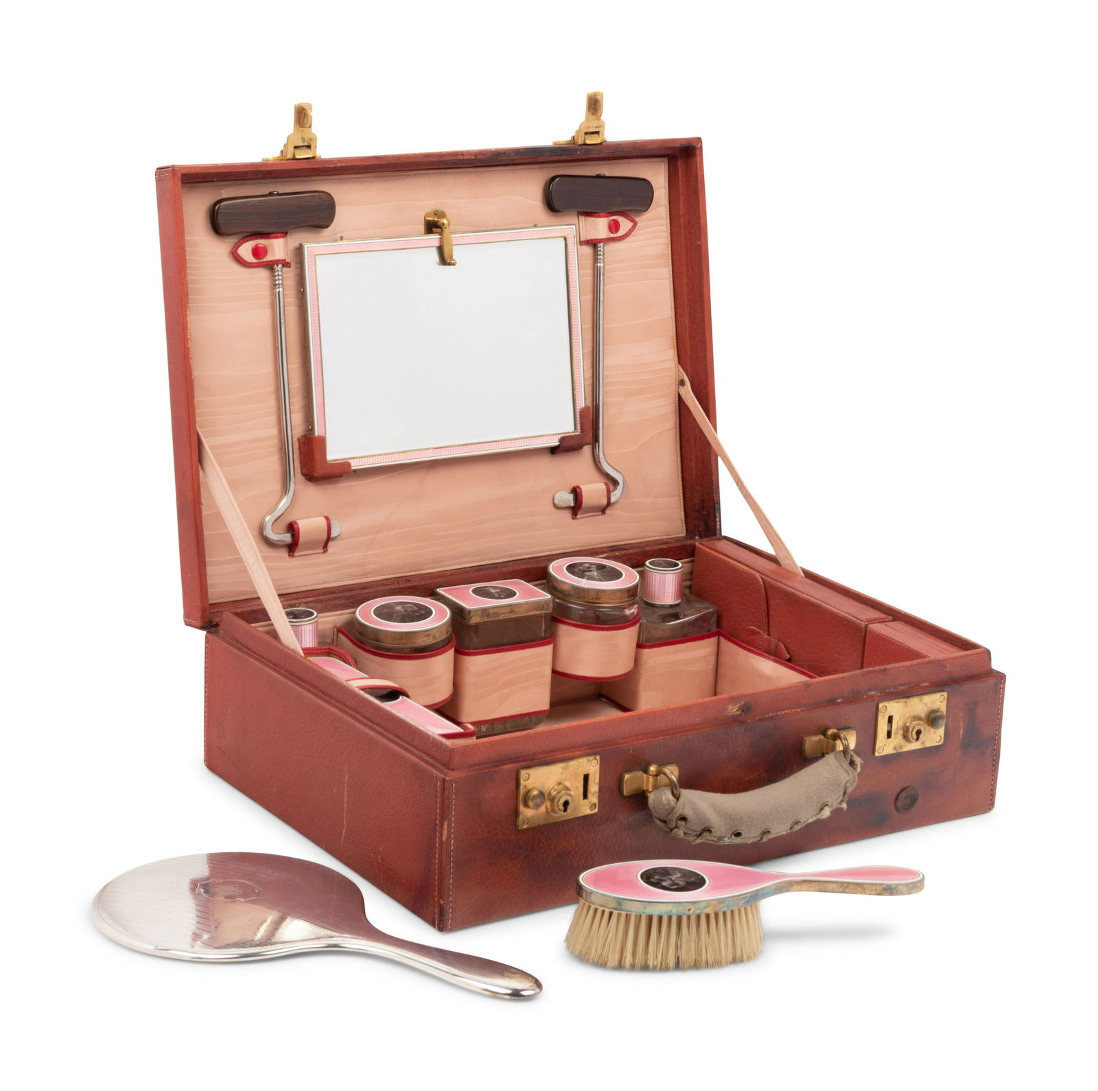 A French Silver and Guilloche Enamel Travel Dressing (1 of 2)