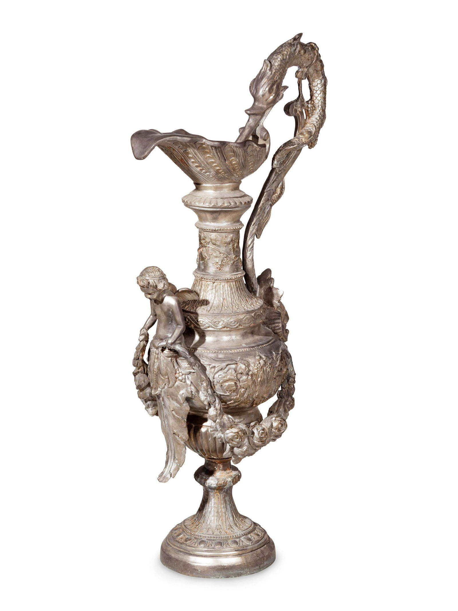 A Large Neoclassical Silvered Metal Ewer (1 of 6)