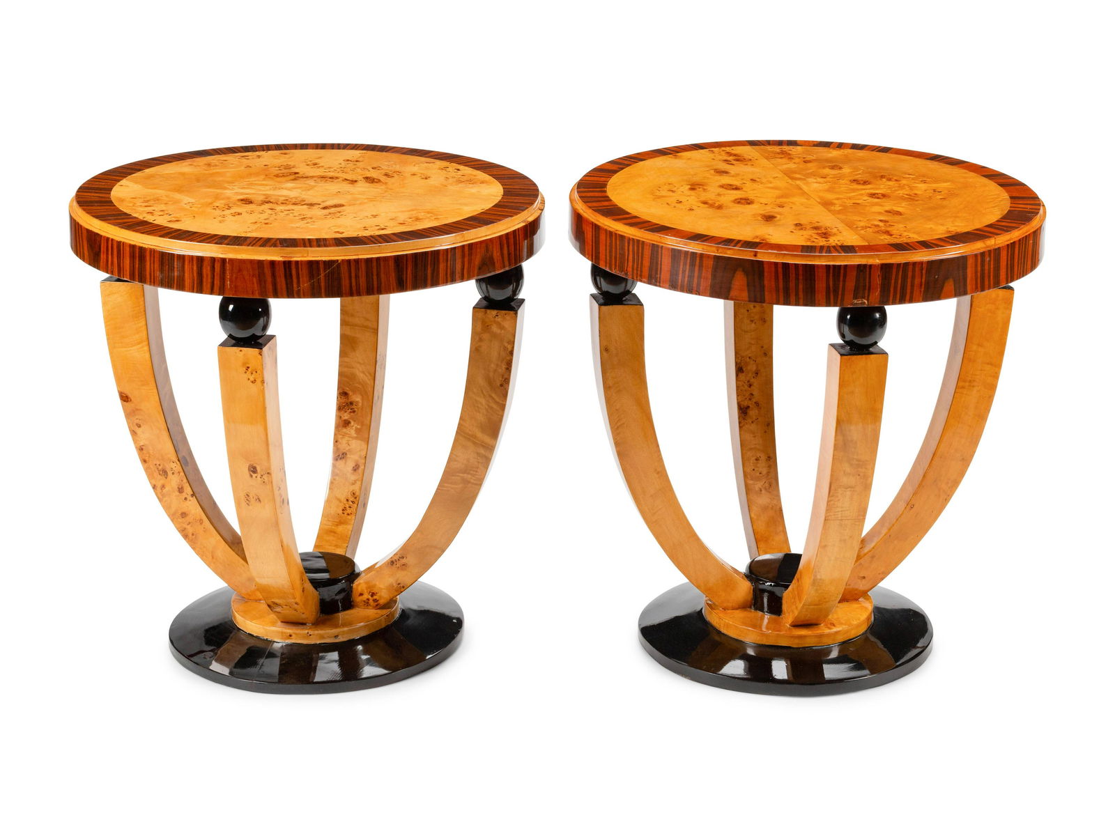A Pair of Art Deco Style Part Ebonized Burlwood Side (1 of 2)