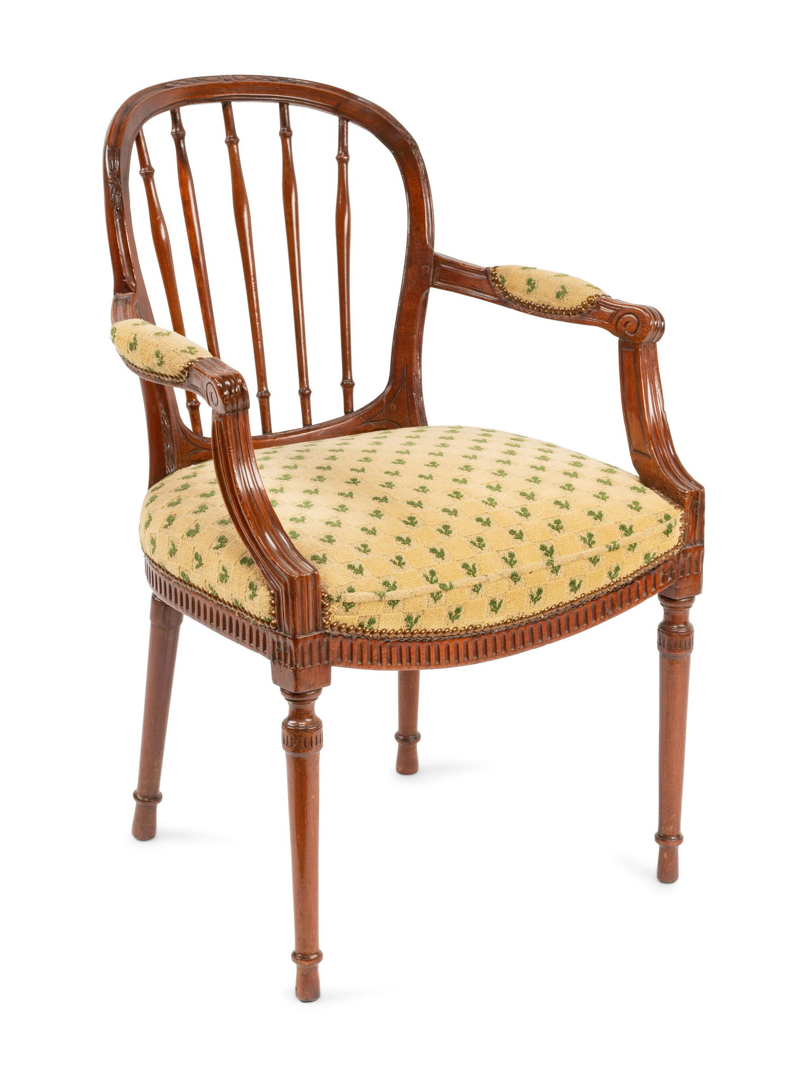 An Italian Neoclassical Walnut Armchair with (1 of 4)