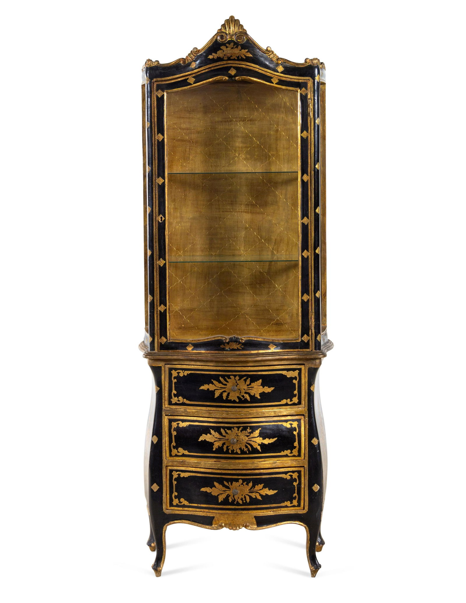 An Italian Parcel Gilt Ebonized Vitrine Cabinet (1 of 3)