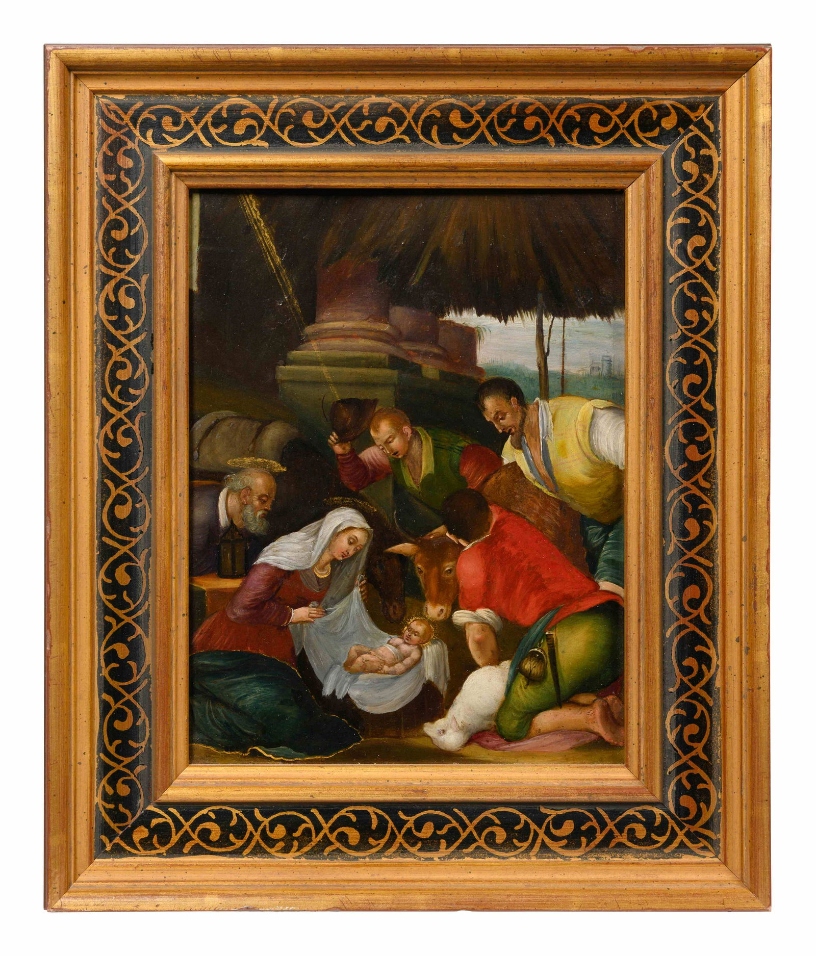 After Jacopo Bassano (Italian, 1510-1592): After Jacopo Bassano (Italian, 1510-1592) Late 19th Century Adorazion Dei Pastori (Nativity) oil on board 8 x 6 inches (sight). Property from Lynch Four LLC, Edwards, Colorado
