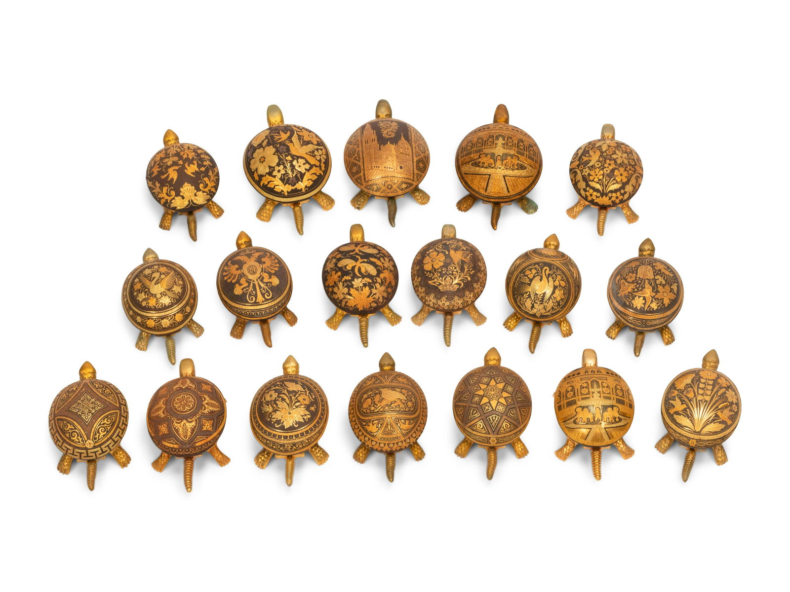 Eighteen Gilt Bronze Turtle Bell Pulls (1 of 4)