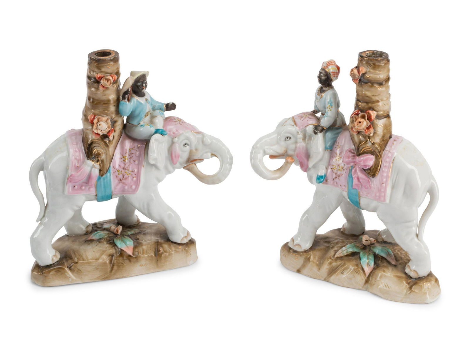 A Pair of Continental Porcelain Figural Candlesticks (1 of 4)