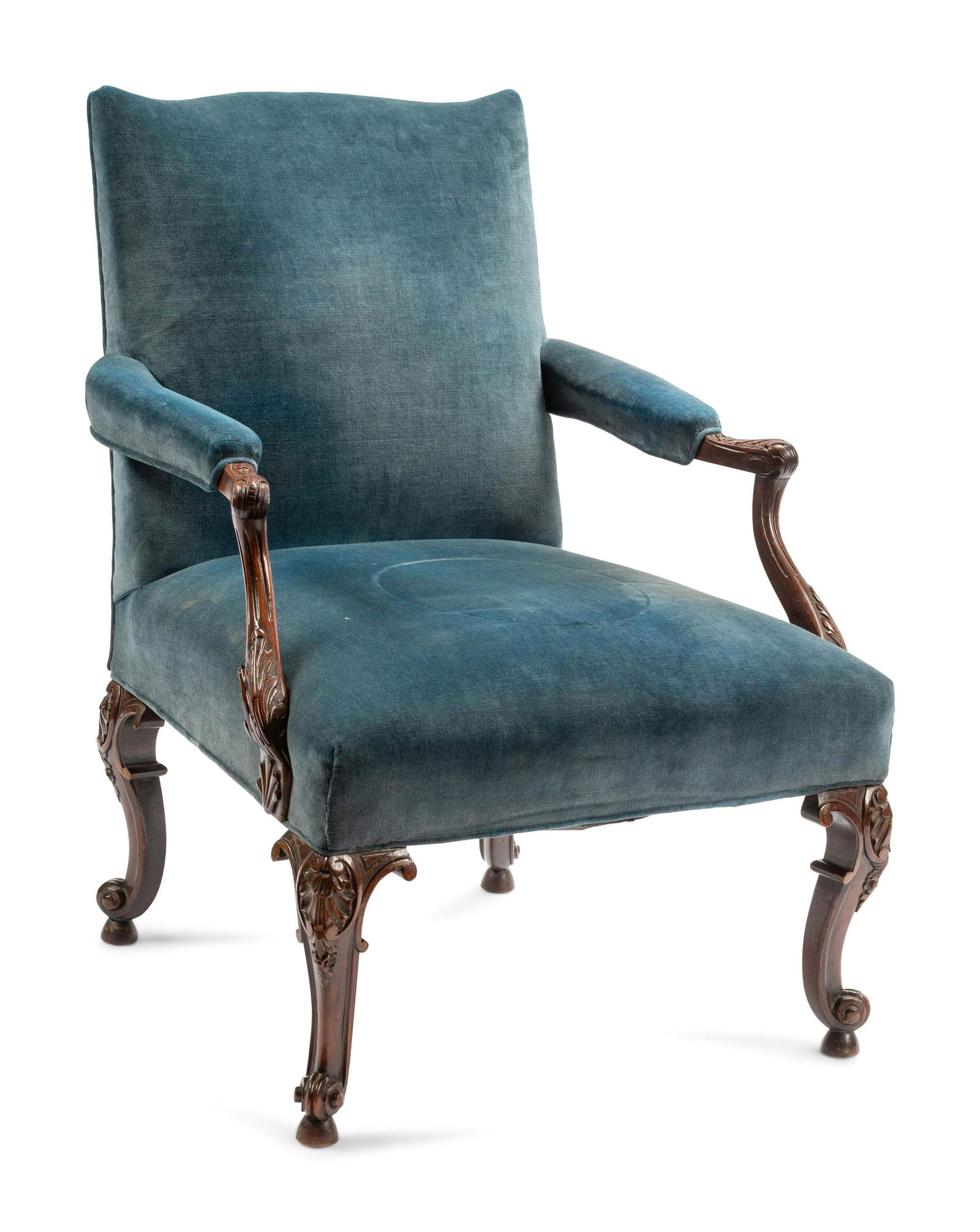 A George III Style Carved Mahogany Library Chair (1 of 3)