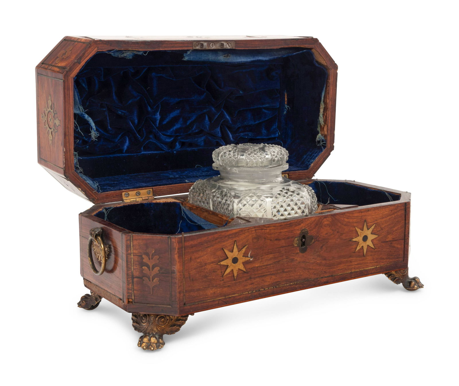 A Regency Brass Inlaid Mahogany Tea Caddy (1 of 3)