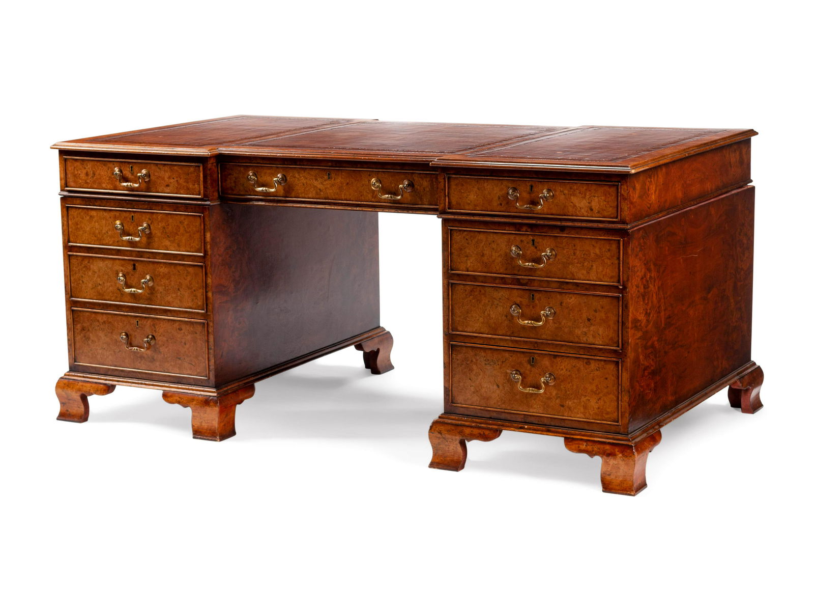 An Edwardian Burl Walnut Partners Desk (1 of 4)