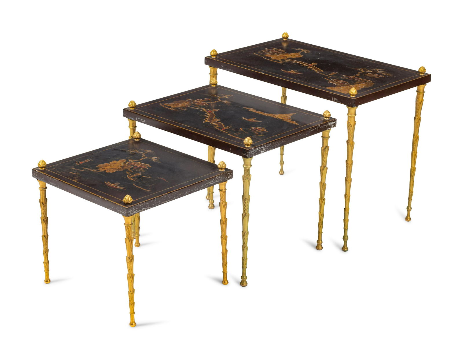 A Set of Three Gilt Metal and Chinese Lacquer Nesting (1 of 4)