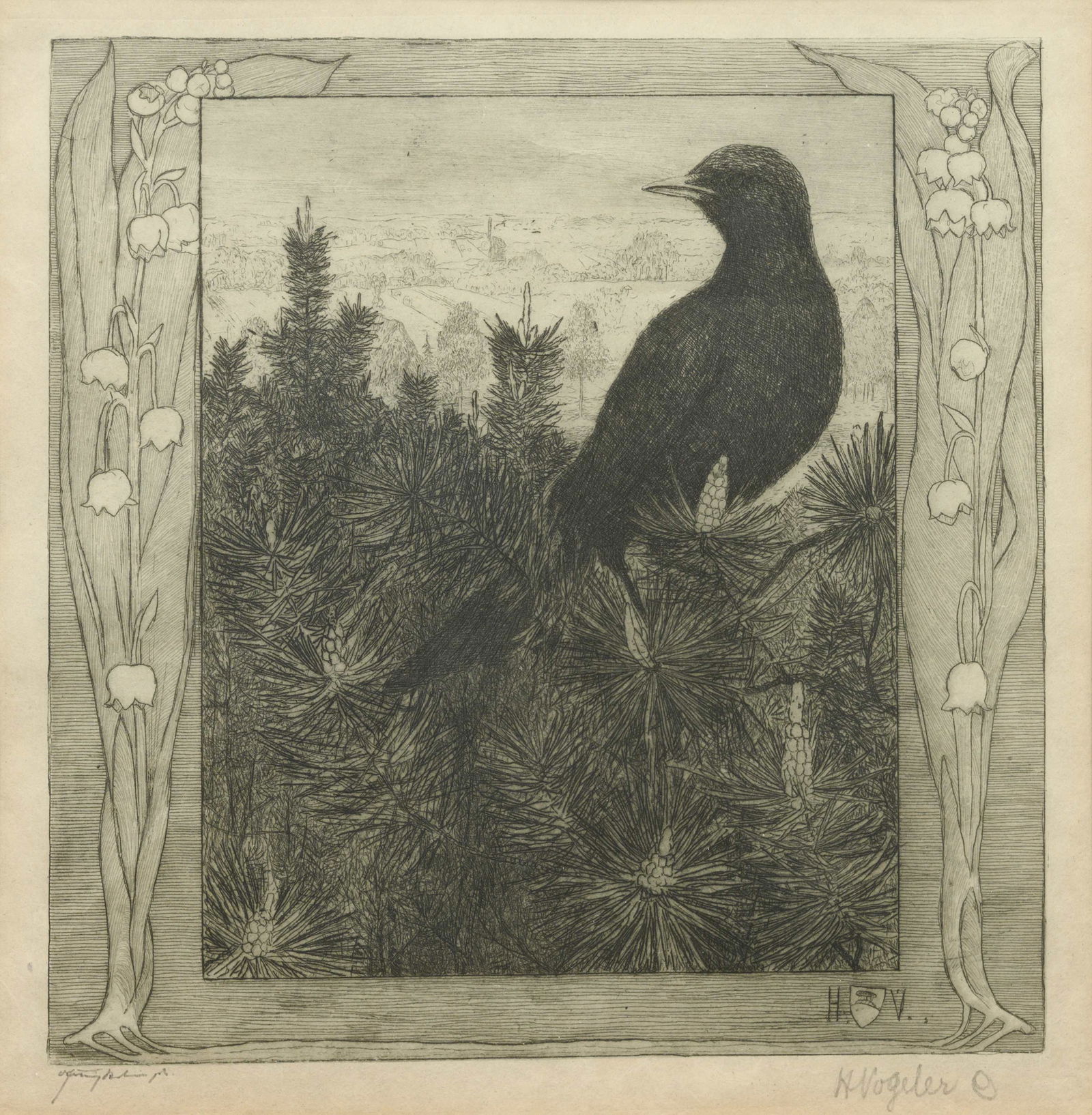 Heinrich Vogeler (German, 1872-1942) Black Bird (1 of 5)
