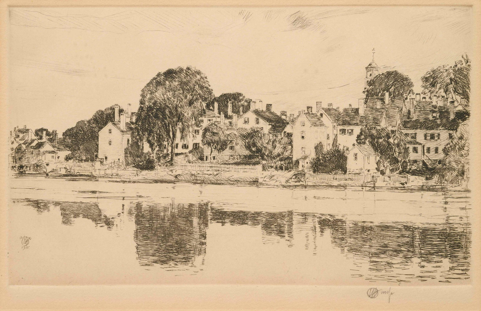 Childe Hassam (American, 1859-1935) The Chimneys, (1 of 4)