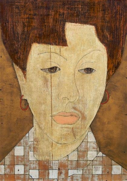 Giuseppe Guerreschi, (Italian, 1929-1985), Testa: Giuseppe Guerreschi (Italian, 1929-1985) Testa oil on board 14 1/2 x 10 1/2 inches.