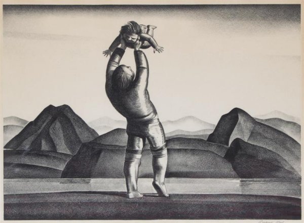 Rockwell Kent, (American, 1882-1971), Eskimo Mothe: Rockwell Kent (American, 1882-1971) Eskimo Mother and Child lithograph signed (lower right) 9 1/2 x 13 1/4 inches.